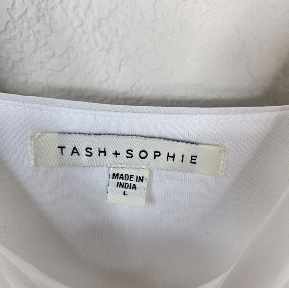 Tash and Sophie Womens Mini Dress Sz L Slip Silhouette Draped Bodice Cowl Neck - Picture 6 of 13